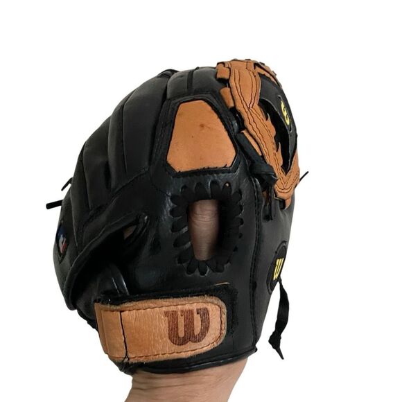 WILSON 11” Youth RHT Baseball Glove A0350 TMLB11 Leather Black Tan - Picture 4 of 6